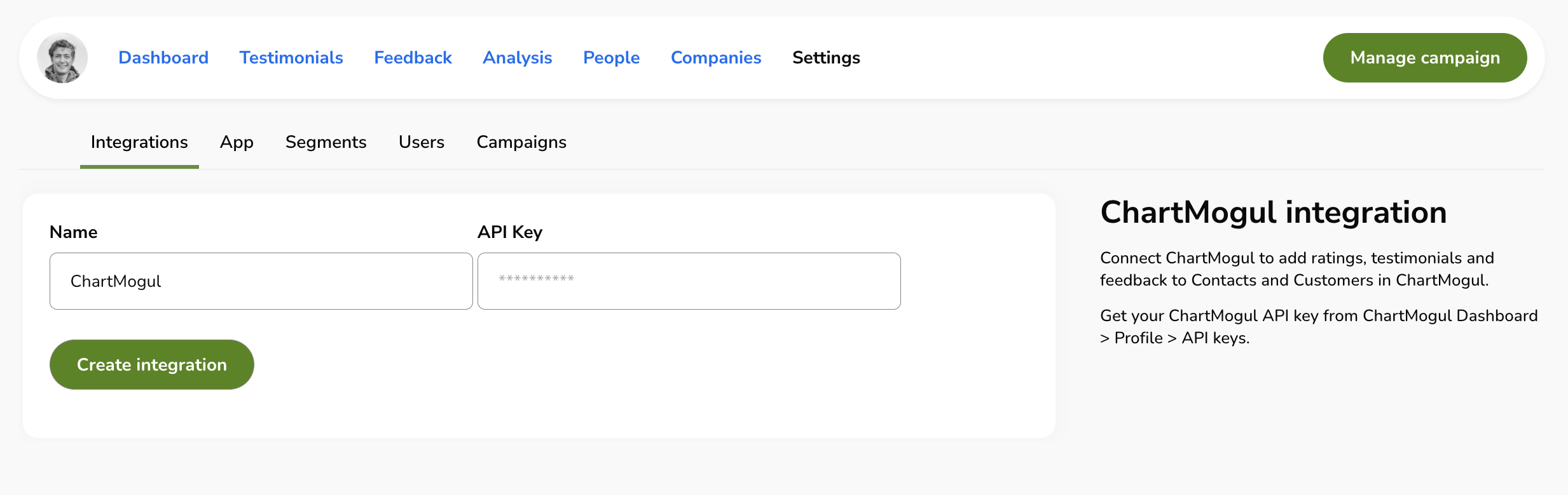ChartMogul integration